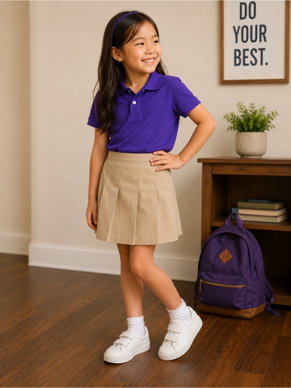 NWT - UNISEX Old Navy Uniform Polo Shirt – Girls Size 6-7 Purple